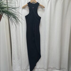 Asymmetrical Black Sheath Dress for Cocktail Small